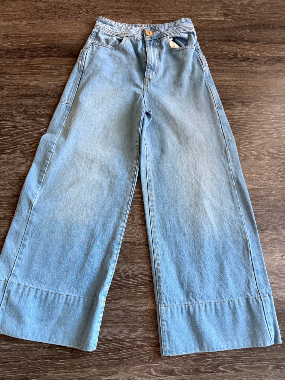 We The Free Pale Blue Flared Wide-Leg Jeans RUNS SMALL.